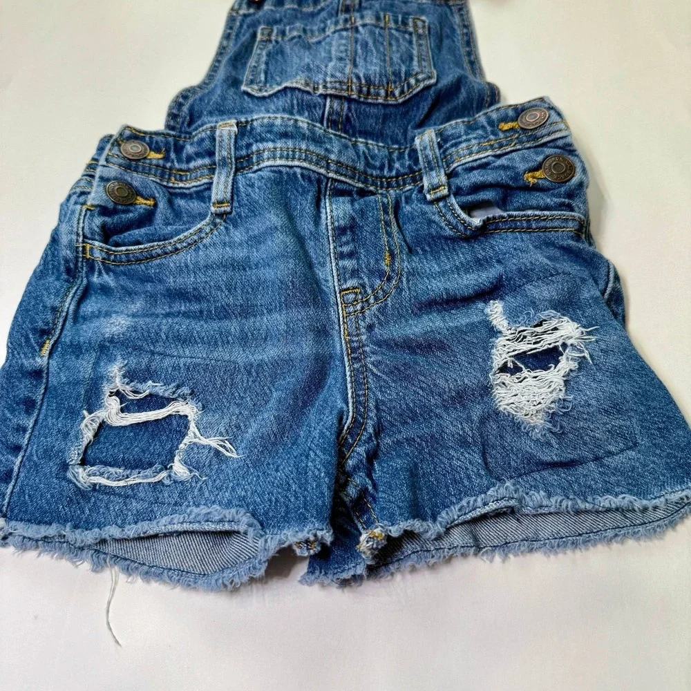 Cat & Jack‎ Denim Shortalls Distressed Size Girl's XS (4/5)